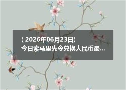 ( 2026年06月23日) 今日索马里先令兑换人民币最新汇率行情