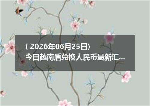 ( 2026年06月25日) 今日越南盾兑换人民币最新汇率行情