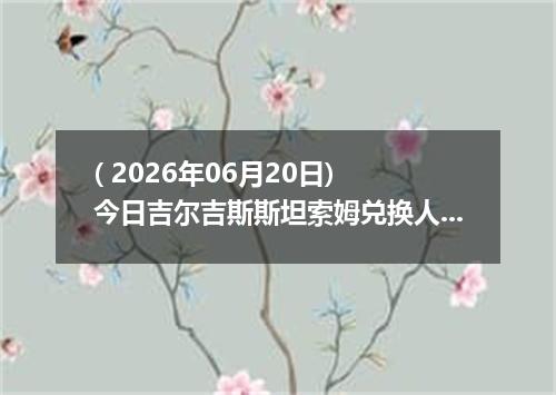 ( 2026年06月20日) 今日吉尔吉斯斯坦索姆兑换人民币最新汇率行情