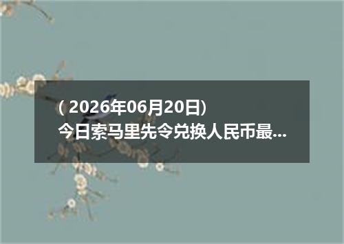 ( 2026年06月20日) 今日索马里先令兑换人民币最新汇率行情