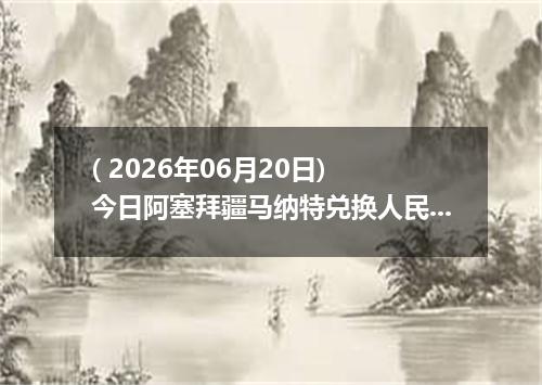 ( 2026年06月20日) 今日阿塞拜疆马纳特兑换人民币最新汇率行情