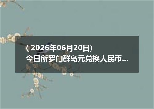 ( 2026年06月20日) 今日所罗门群岛元兑换人民币最新汇率行情