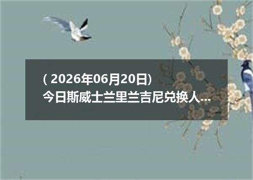 ( 2026年06月20日) 今日斯威士兰里兰吉尼兑换人民币最新汇率行情