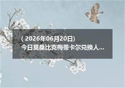 ( 2026年06月20日) 今日莫桑比克梅蒂卡尔兑换人民币最新汇率行情